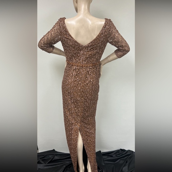 Montage by Mon Cheri 3/4 sleeves embroidered sweetheart neck long gown - Picture 7 of 10